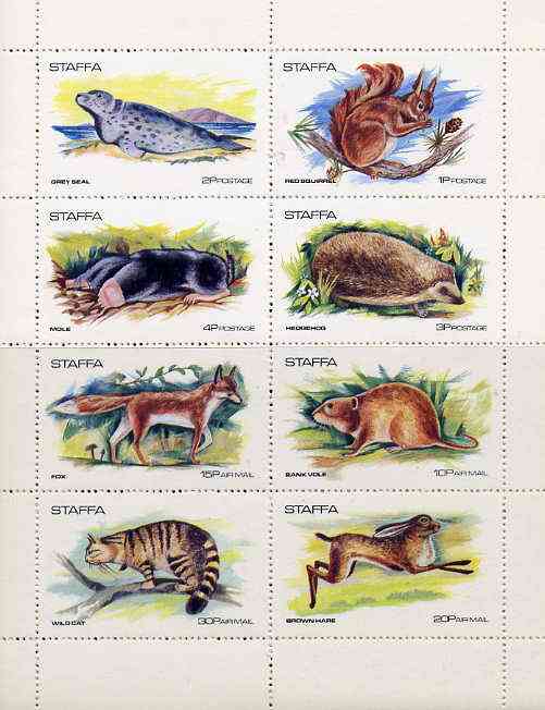 Staffa 1973 Wildlife complete perf set of 8 values unmounted mint, stamps on animals    seal    squirrel     mole      hedgehogs      fox      vole      wildcat     hare     dogs, stamps on  fox , stamps on foxes, stamps on 