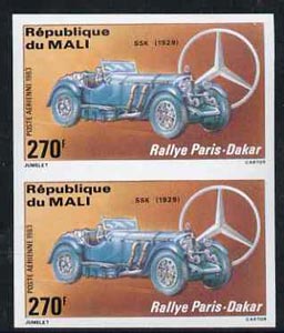 Mali 1983 Paris-Dakar Rally 270f (1929 Mercedes SSK) imperf pair from limited printing, unmounted mint as SG 978*, stamps on , stamps on  stamps on cars  sport  transport    mercedes