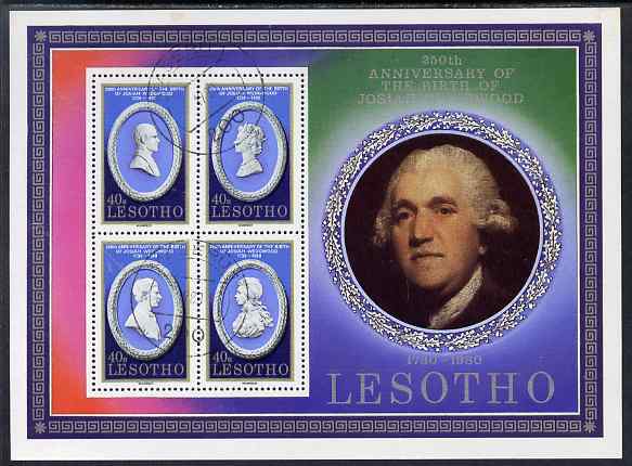 Lesotho 1980 Pottery - Josiah Wedgwood perf m/sheet fine cds used SG MS 422, stamps on pottery, stamps on ceramics