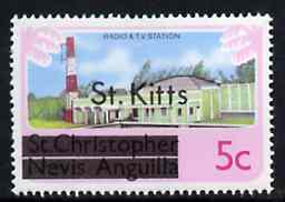 St Kitts 1980 Radio & TV Station 5c from opt'd def set, SG 29A unmounted mint*, stamps on , stamps on  stamps on radio   communications, stamps on  stamps on  tv , stamps on  stamps on 