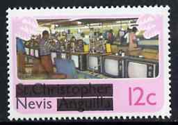 Nevis 1980 TV Assembly Plant 12c from opt'd def set, SG 39 unmounted mint*, stamps on , stamps on  stamps on , stamps on  stamps on  tv , stamps on  stamps on 