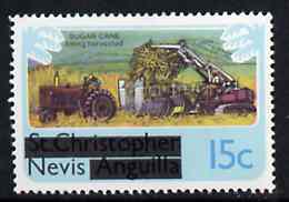 Nevis 1980 Sugar Cane Harvesting 15c from optd def set, SG 40 unmounted mint*, stamps on sugar    agriculture    tractor