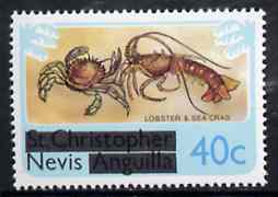 Nevis 1980 Lobster & Sea Crab 40c from opt'd def set, SG 43 unmounted mint*, stamps on , stamps on  stamps on lobster    crab     marine-life