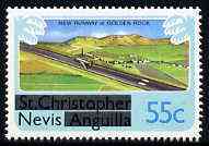 Nevis 1980 New Runway for Golden Rock Airport 55c from opt'd def set, SG 46 unmounted mint*, stamps on , stamps on  stamps on aviation      airports