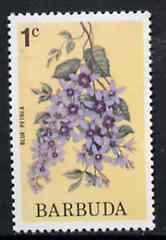 Barbuda 1974 Flowers (Blue Petrea) 1c from pictorial def set, SG 182 unmounted mint*, stamps on , stamps on  stamps on flowers