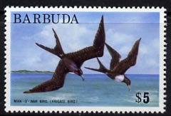 Barbuda 1974 Frigate Bird $5 from pictorial def set, SG 197 unmounted mint*, stamps on birds