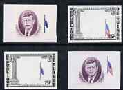 Guinea - Conakry 1964 Kennedy Memorial 25f - four imperf proofs at various stages (2 of frame & 2 of vignette) unmounted mint as SG 427, stamps on kennedy, stamps on flags, stamps on personalities, stamps on americana