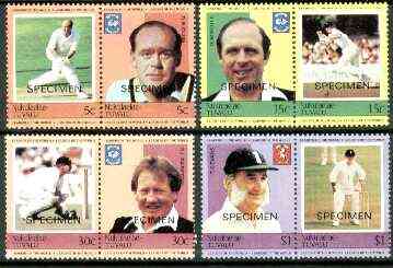 Tuvalu - Nukulaelae 1984 Cricketers (Leaders of the World) set of 8 opt'd SPECIMEN unmounted mint, stamps on , stamps on  stamps on cricket  sport