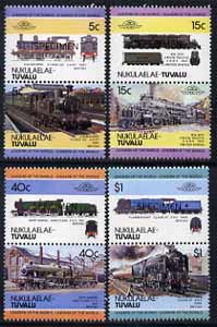 Tuvalu - Nukulaelae 1984 Locomotives #1 (Leaders of the World) set of 8  optd SPECIMEN unmounted mint, stamps on railways