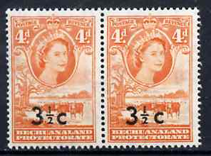 Bechuanaland 1961 Decimal Surcharge 3.5c on 4d (BaoBab Tree & Cattle) with type I wide surch in unmounted mint marginal pair with normal, SG 161/b, stamps on trees     cattle     bovine