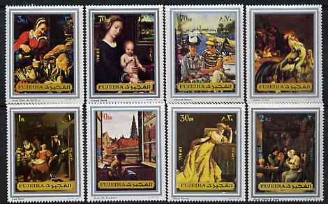 Fujeira 1972 Old Masters perf set of 8 unmounted mint, Mi 1362-69*, stamps on arts, stamps on david, stamps on manet, stamps on 