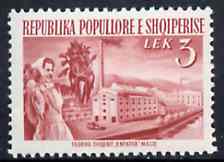 Albania 1953 Sugar Factory 3L red unmounted mint, Mi 528, stamps on , stamps on  stamps on sugar    food    agriculture