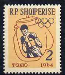 Albania 1963 Olympic Games 2L boxing unmounted mint, Mi 747, stamps on , stamps on  stamps on boxing, stamps on  stamps on sport