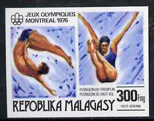 Malagasy Republic 1976 Trampoline & High Diving 300f imperf from Olympic Games set unmounted mint, as SG 342*, stamps on trampoline     diving     gymnastics, stamps on  gym , stamps on gymnastics, stamps on 