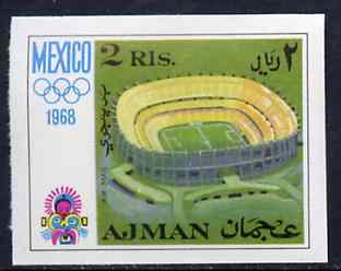 Ajman 1968 Olympic Stadium 2R from Mexico Olympics imperf set of 8 unmounted mint, Mi 254B, stamps on , stamps on  stamps on stadium