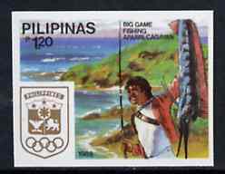 Philippines 1988 Game Fishing 1p20 imperf from Seoul Olympic Games set, as SG 2092B unmounted mint*, stamps on fishing, stamps on gamefish