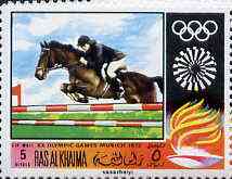 Ras Al Khaima 1970 Show Jumping 5R from Olympics perf set unmounted mint, Mi 388A, stamps on show-jumping    horses