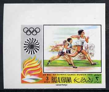 Ras Al Khaima 1970 Running 3R imperf from Olympics set unmounted mint, Mi 386B, stamps on running