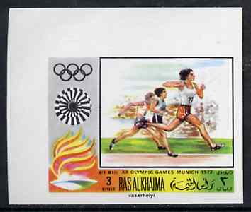 Ras Al Khaima 1970 Running 3R imperf from Olympics set unmounted mint, Mi 386B, stamps on running
