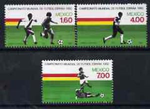 Mexico 1982 World Cup Football set of 3 unmounted mint, SG 1635-37*, stamps on , stamps on  stamps on football     sport