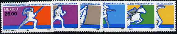 Mexico 1984 Olympic Games set of 6 unmounted mint, SG 1708-13, stamps on sport, stamps on olympics, stamps on shot, stamps on horses, stamps on gymnastics, stamps on diving, stamps on boxing, stamps on fencing, stamps on show jumping, stamps on  gym , stamps on gymnastics, stamps on 