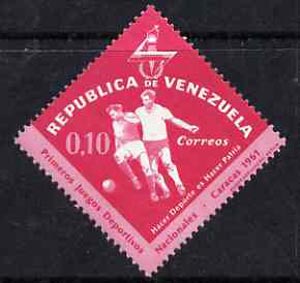 Venezuela 1962 Football 10c from National Games Diamond shaped set, SG 1741 unmounted mint, stamps on , stamps on  stamps on football           diamond, stamps on  stamps on sport