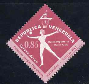 Venezuela 1962 Gymnastics 85c from National Games Diamond shaped set, SG 1746, stamps on gymnastics           diamond, stamps on  gym , stamps on gymnastics, stamps on 