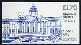 Great Britain 1986 National Gallery Â£1.70 booklet complete with margin at right, SG FT6, stamps on , stamps on  stamps on arts    buildings