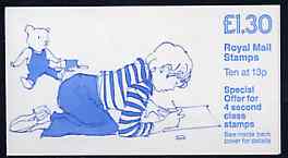 Great Britain 1987 Jolly Postman (Boy Drawing with Teddy Bear) £1.30 booklet complete with cyl numbers, SG FL11, stamps on teddy bears, stamps on children, stamps on postman