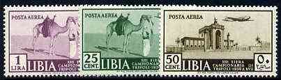 Libya 1939 Air Pictorial set of 3 unmounted mint, SG 109-11*, stamps on , stamps on  stamps on aviation      camel