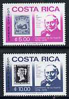 Costa Rica 1979 Rowland Hill set of 2 unmounted mint, SG 1138-39*, stamps on , stamps on  stamps on rowland hill, stamps on stamp on stamp, stamps on  stamps on stamponstamp