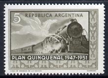 Argentine Republic 1951 Pegasus & Steam Loco 5c from Five-Year Plan set unmounted mint, SG 828, stamps on railways, stamps on mythology, stamps on ancient greece