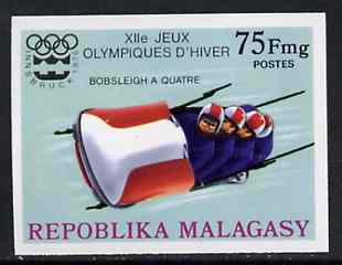 Malagasy Republic 1976 Bobsleigh 75f imperf from Winter Olympic Games set unmounted mint, as SG 330*, stamps on , stamps on  stamps on bobsled