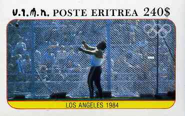 Eritrea 1984 Los Angeles Olympic Games (Hammer) imperf deluxe sheet ($240 value)