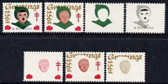 Cinderella - United States 1953 Christmas TB Seal (Inscribed Bermuda) set of 7 unmounted mint progressive proofs comprising the 4 individual colours and three composites incl the issued label, stamps on , stamps on  stamps on cinderella    christmas    tb     diseases