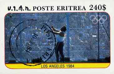 Eritrea 1984 Los Angeles Olympic Games (Hammer) imperf deluxe sheet ($240 value) cto used, stamps on , stamps on  stamps on olympics    hammer