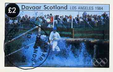 Davaar Island 1984 Los Angeles Olympic Games imperf deluxe sheet (Â£2 value showing 3-day Eventing) cto used, stamps on sport   olympics   3-day eventing