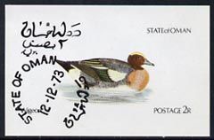 Oman 1973 Wigeon imperf souvenir sheet (2R value) cto used, stamps on , stamps on  stamps on birds    wigeon, stamps on ducks