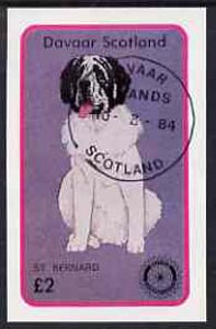 Davaar Island 1984 Rotary - Dogs (St Bernard) imperf deluxe sheet (£2 value) cto used, stamps on animals   dogs   rotary   bernard
