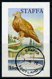 Staffa 1972 Pictorial imperf souvenir sheet (35p value) Golden Eagle & Salmon cto used, stamps on birds, stamps on marine life, stamps on fish, stamps on birds of prey     