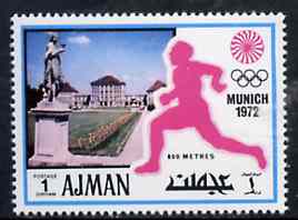 Ajman 1971 800 metres 1dh from Munich Olympics perf set of 20, Mi 726 unmounted mint, stamps on , stamps on  stamps on running