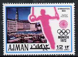 Ajman 1971 Rings 12dh from Munich Olympics perf set of 20, Mi 734 unmounted mint, stamps on rings    gymnastics, stamps on  gym , stamps on gymnastics, stamps on 
