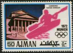 Ajman 1971 Canoeing 50dh from Munich Olympics perf set of 20, Mi 741 unmounted mint, stamps on canoeing