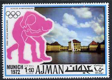Ajman 1971 Wrestling 1R50 from Munich Olympics perf set of 20 unmounted mint, Mi 743, stamps on wrestling