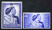 Great Britain 1948 KG6 Royal Silver Wedding unmounted mint set of 2, stamps on , stamps on  stamps on royalty, stamps on  stamps on silver wedding, stamps on  stamps on  kg6 , stamps on  stamps on 