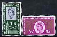 Great Britain 1961 Seventh Commonwealth Parliamentary Conference unmounted mint set of 2, SG 629-30, stamps on , stamps on  stamps on constitutions, stamps on  stamps on london