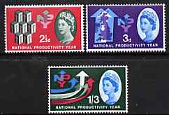 Great Britain 1962 National Productivity Year unmounted mint set of 3 (ordinary) SG 631-33, stamps on , stamps on  stamps on npy