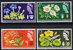 Great Britain 1964 Botanical Conference unmounted mint set of 4 (phosphor) SG 655p-58p, stamps on , stamps on  stamps on flowers