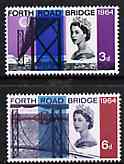 Great Britain 1964 Opening of Forth Road Bridge unmounted mint set of 2 (ordinary) SG 659-60*, stamps on , stamps on  stamps on bridges