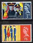 Great Britain 1965 Salvation Army Centenary unmounted mint set of 2 (ordinary) SG 665-66, stamps on salvation army